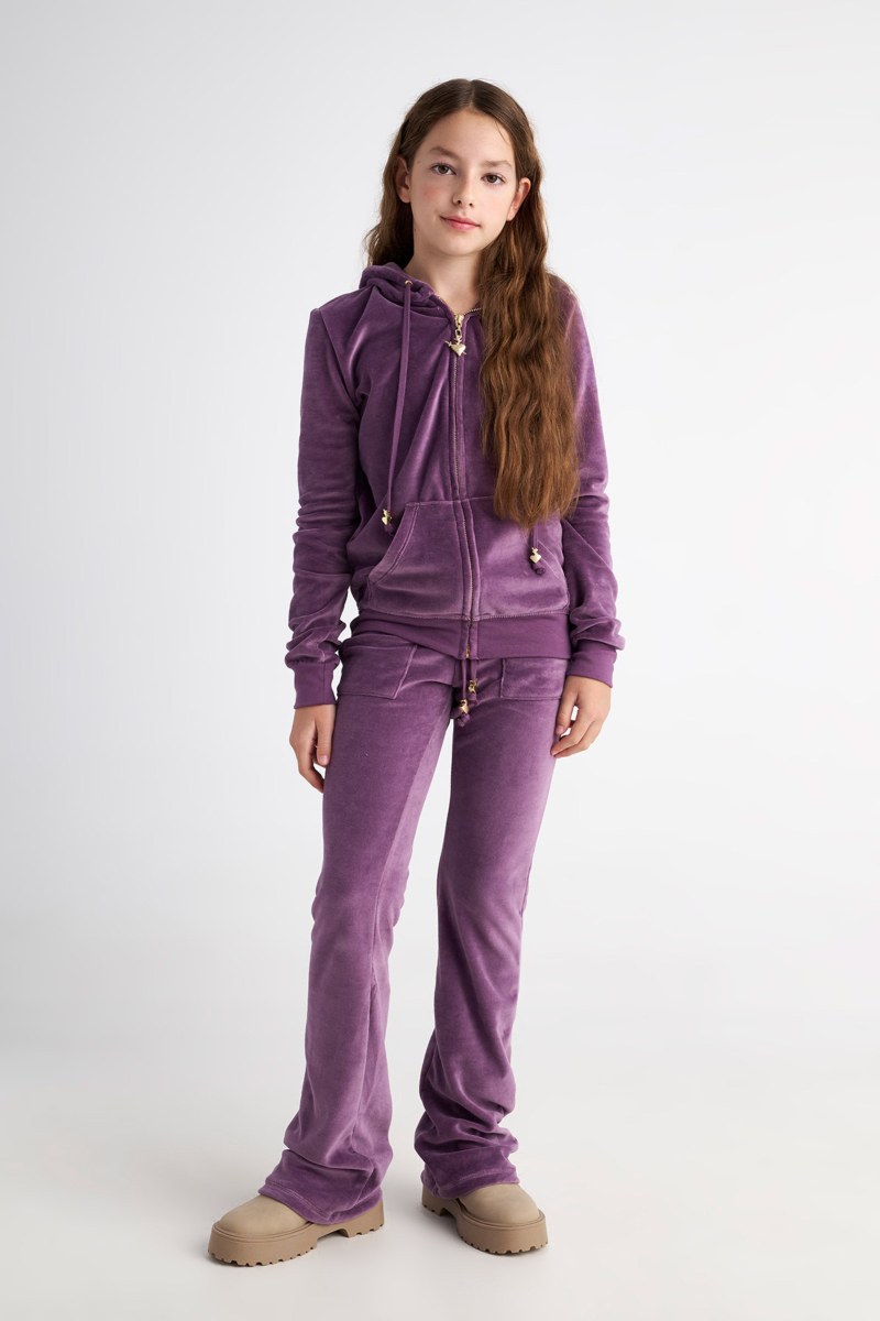 HOODED FASHION VELOUR JACKET FOR TEENS-25633000-947