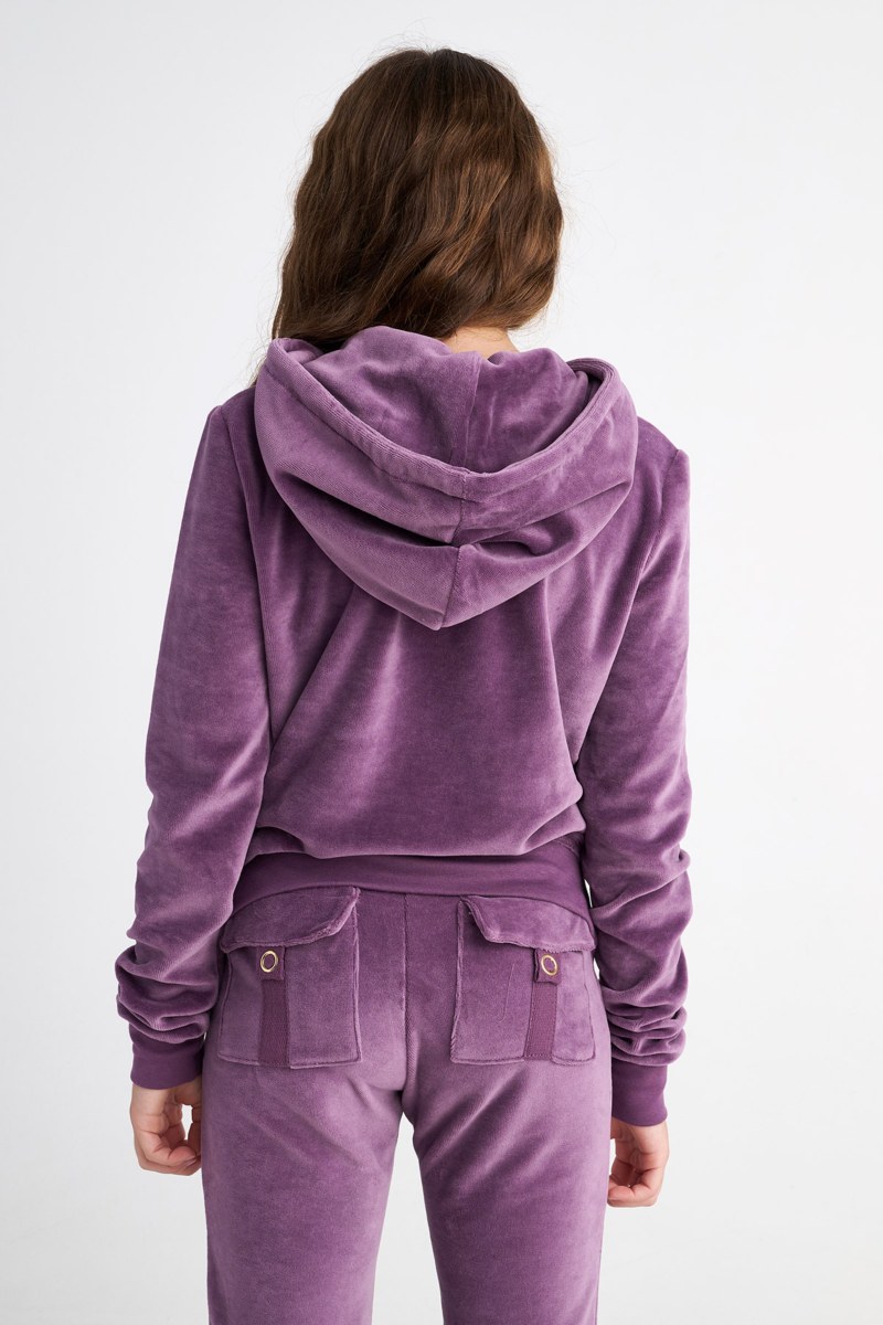 HOODED FASHION VELOUR JACKET FOR TEENS-25633000-947