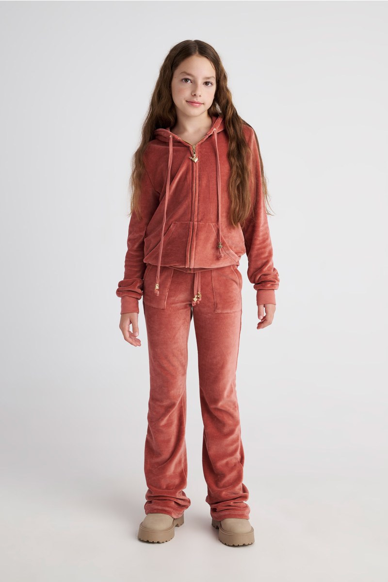 HOODED FASHION VELOUR JACKET FOR TEENS-25633000-949