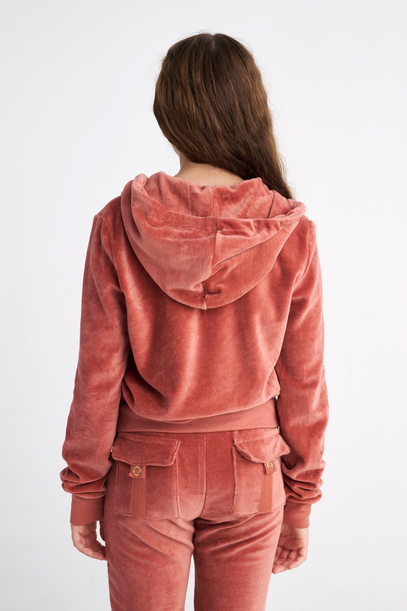 HOODED FASHION VELOUR JACKET FOR TEENS-25633000-949