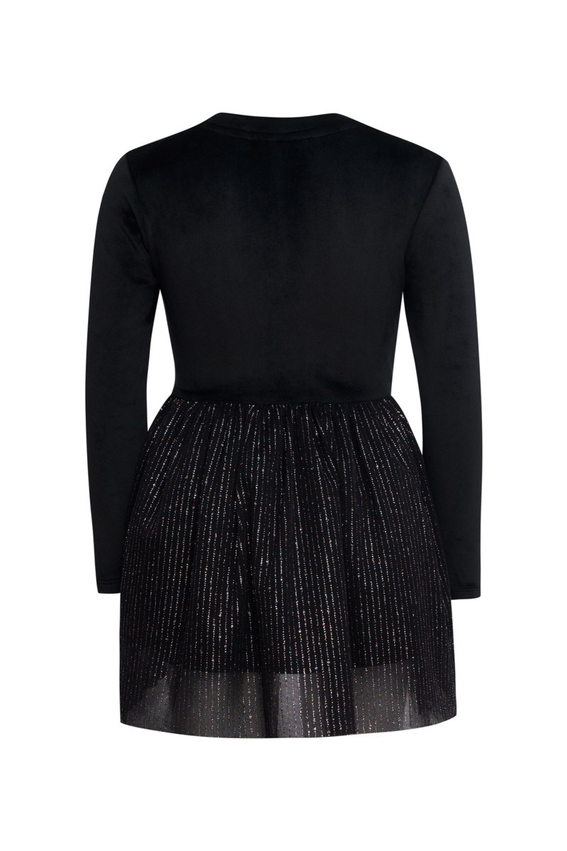 SHIMMERING LONG-SLEEVED SUPER SOFT VELOUR DRESS FOR GIRLS-25634030-110