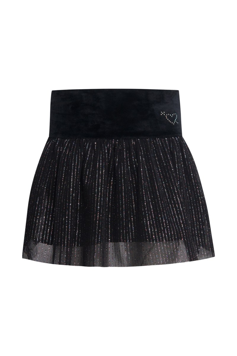 SHIMMERING SUPER SOFT VELOUR RUFFLED MINI SKIRT FOR GIRLS-25634031-110