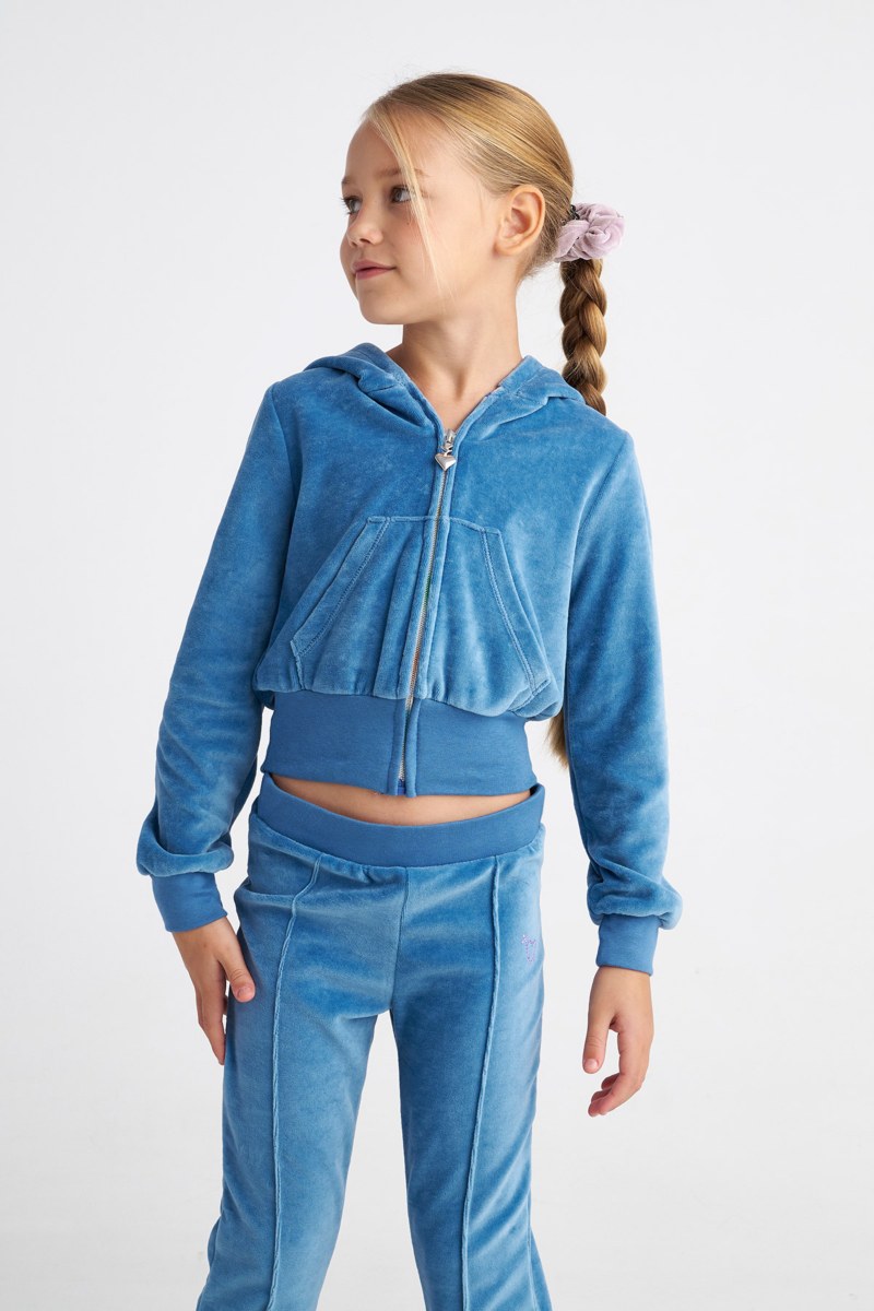 STRASS EMBELLISHED VELOUR TRACK SET FOR GIRLS WITH RAINBOW ZIPPER-25638019-919