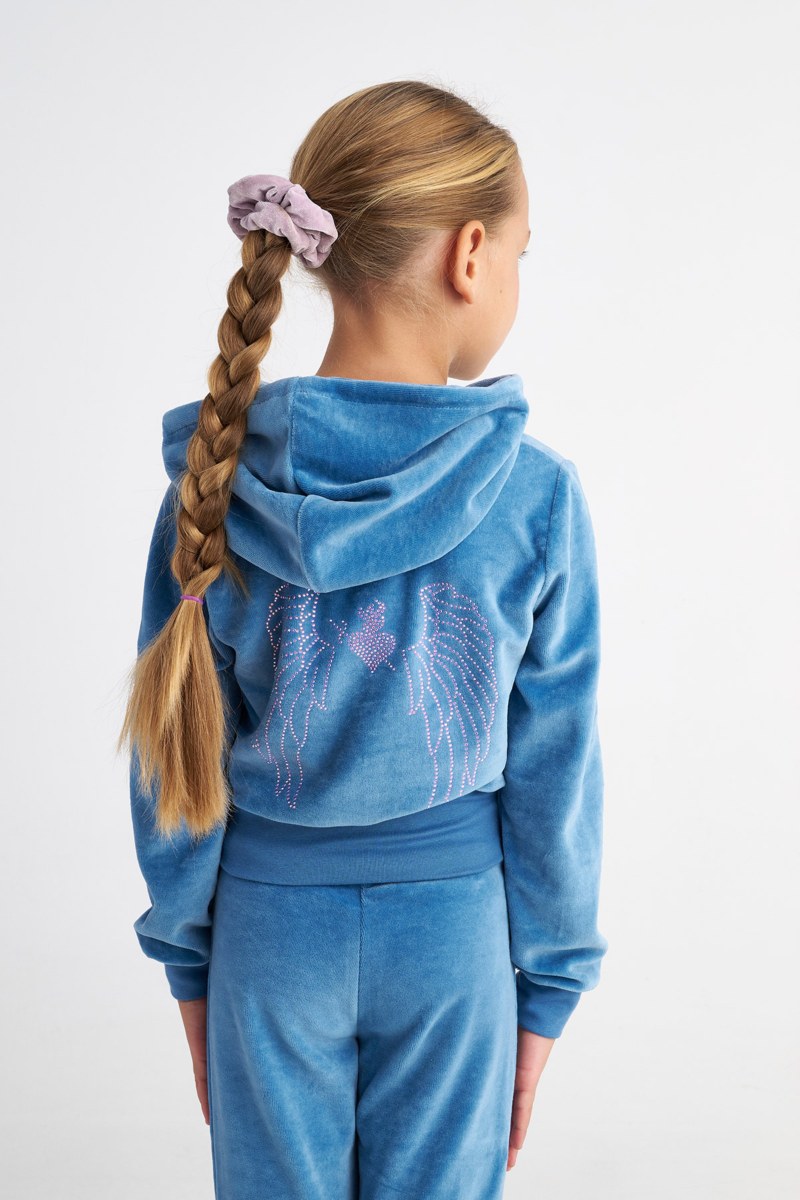 STRASS EMBELLISHED VELOUR TRACK SET FOR GIRLS WITH RAINBOW ZIPPER-25638019-919