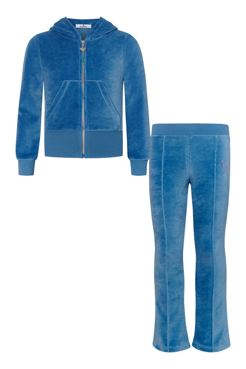 STRASS EMBELLISHED VELOUR TRACK SET FOR GIRLS WITH RAINBOW ZIPPER-25638019-919