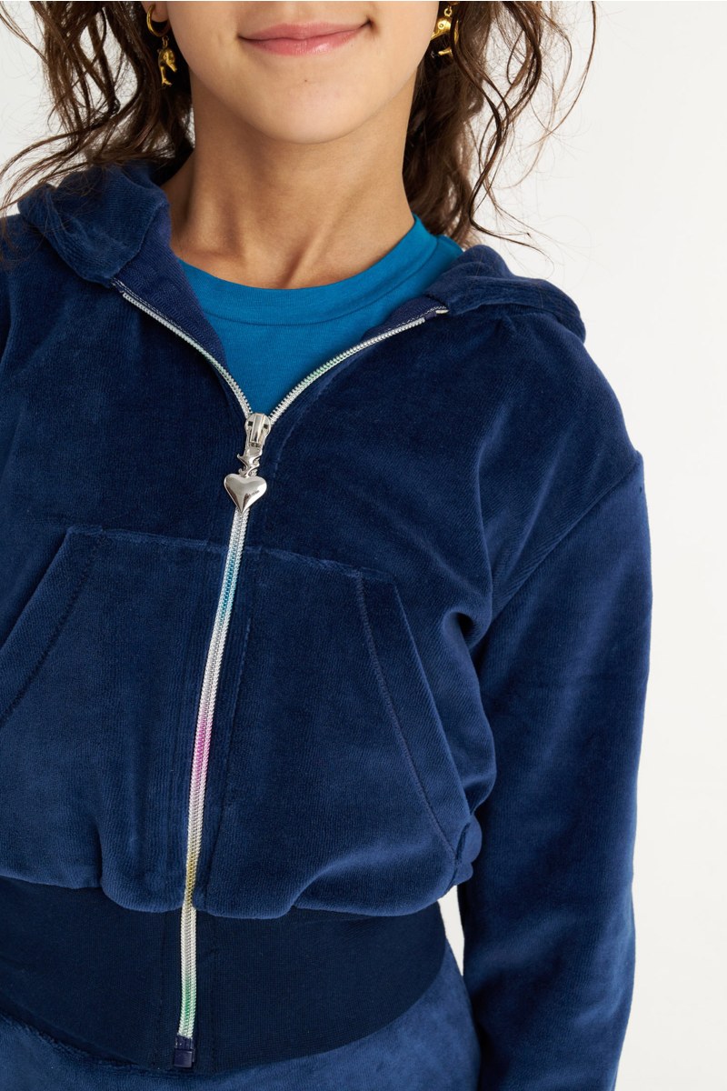 EMBELLISHED VELOUR JACKET/SKIRT SET FOR GIRLS WITH RAINBOW ZIPPER-25638020-852