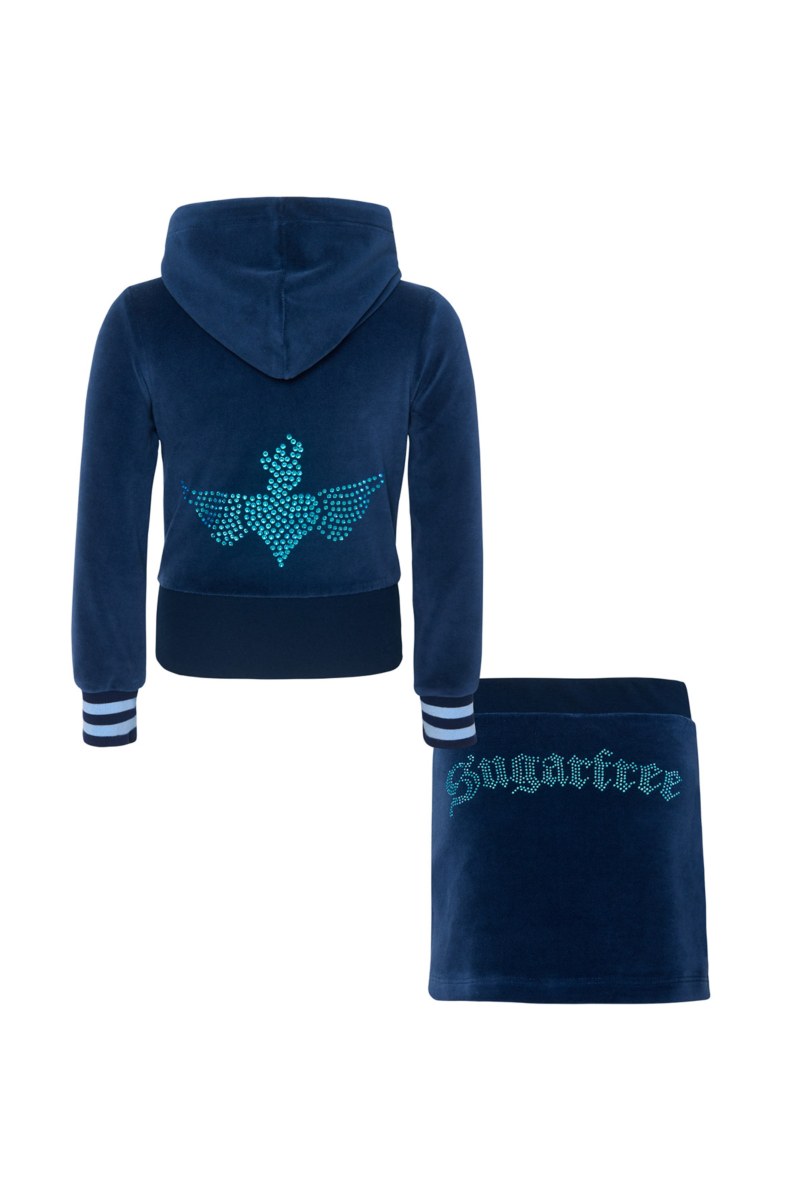 EMBELLISHED VELOUR JACKET/SKIRT SET FOR GIRLS WITH RAINBOW ZIPPER-25638020-852