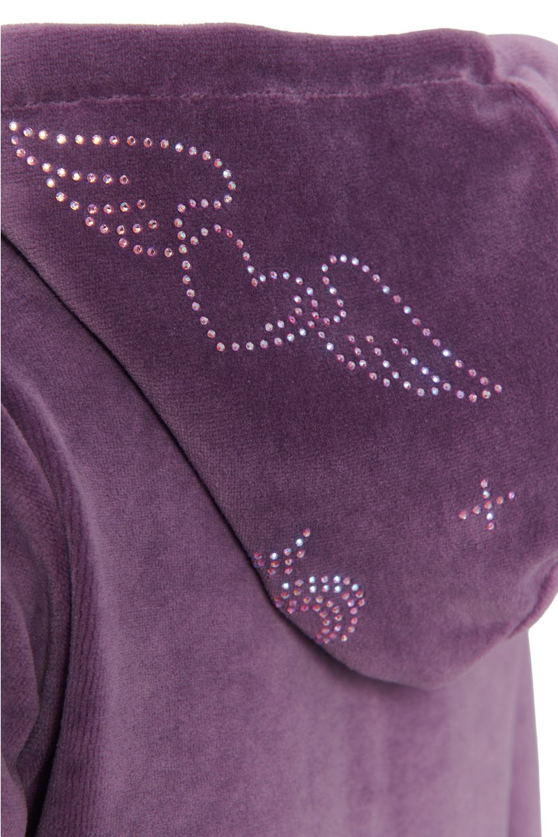 VELOUR TRACK SET FOR GIRLS WITH STRASS EMBELLISHED ON THE HOOD AND RAINBOW ZIPPER-25638021-947