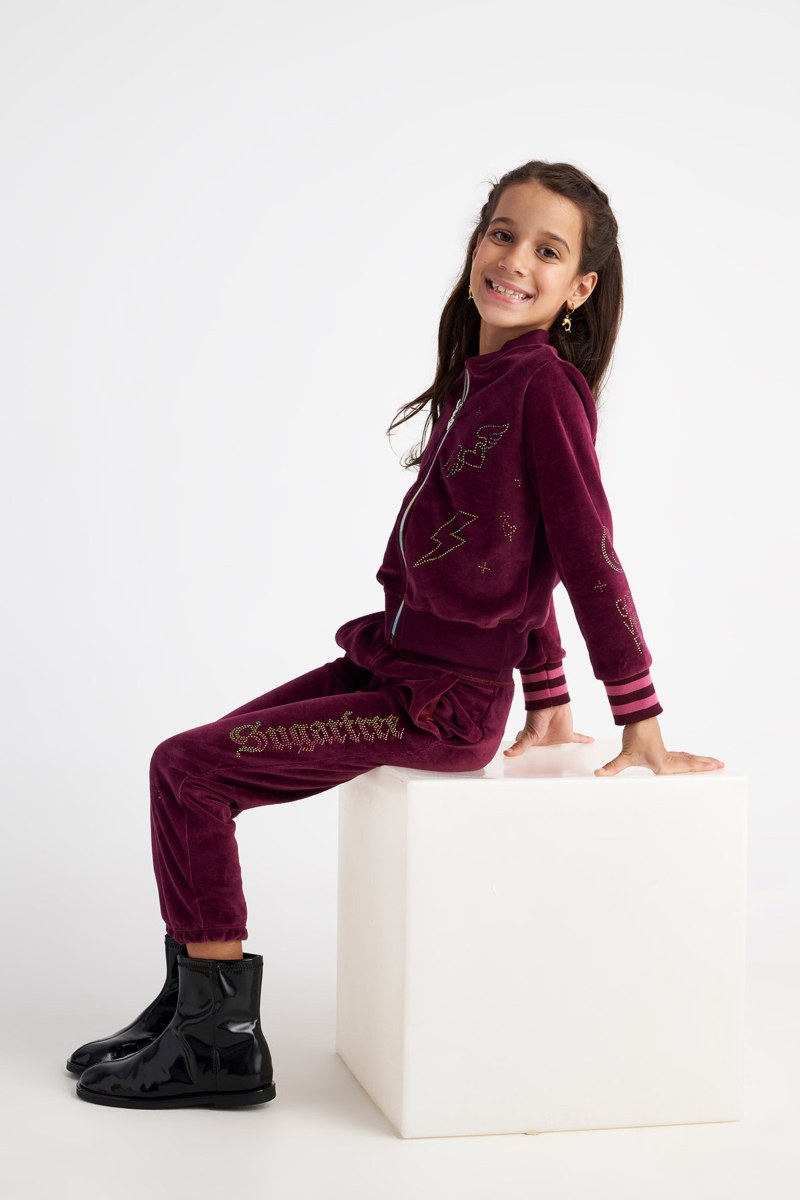 EMBELLISHED VELOUR TRACK SET FOR GIRLS WITH RAINBOW ZIPPER-25638022-846