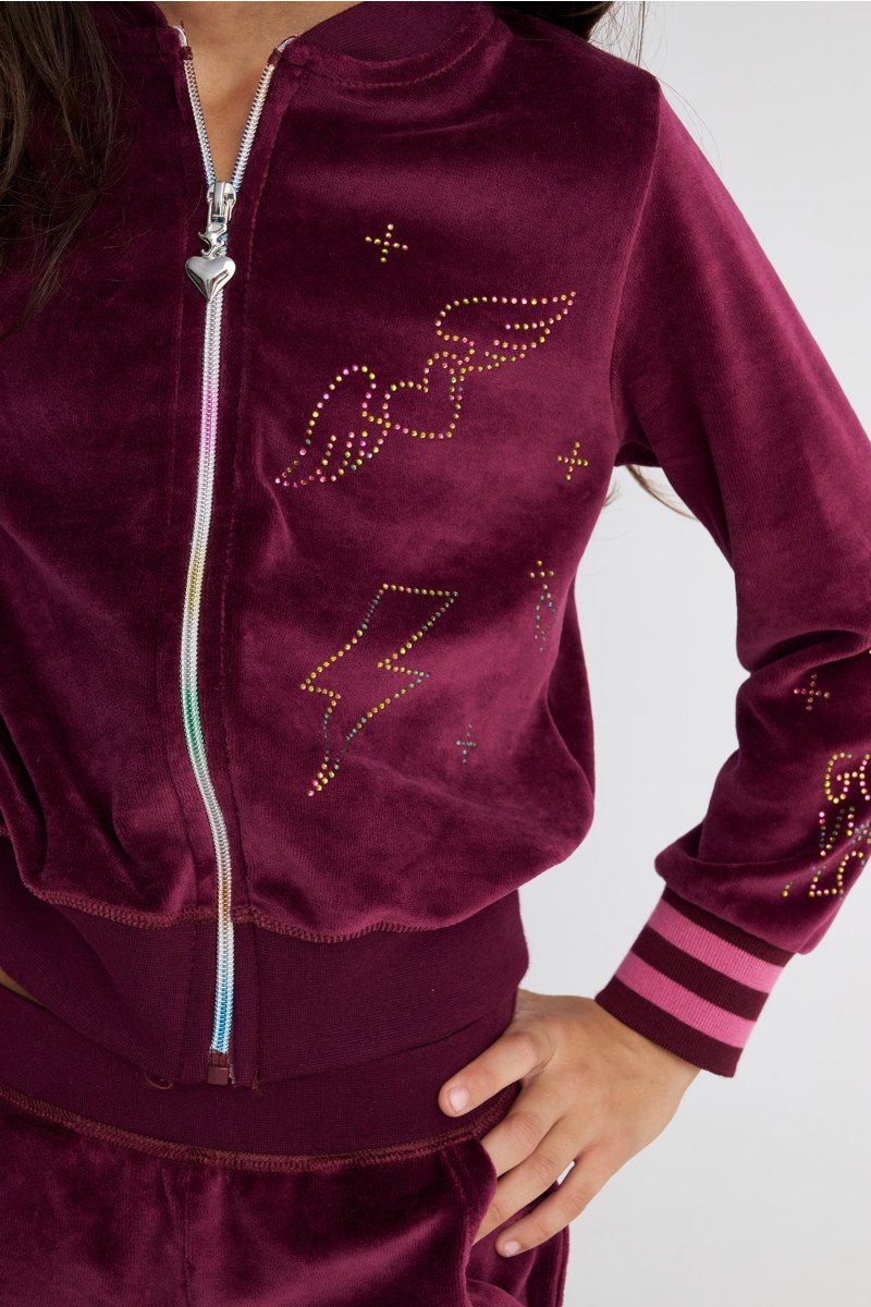 EMBELLISHED VELOUR TRACK SET FOR GIRLS WITH RAINBOW ZIPPER-25638022-846