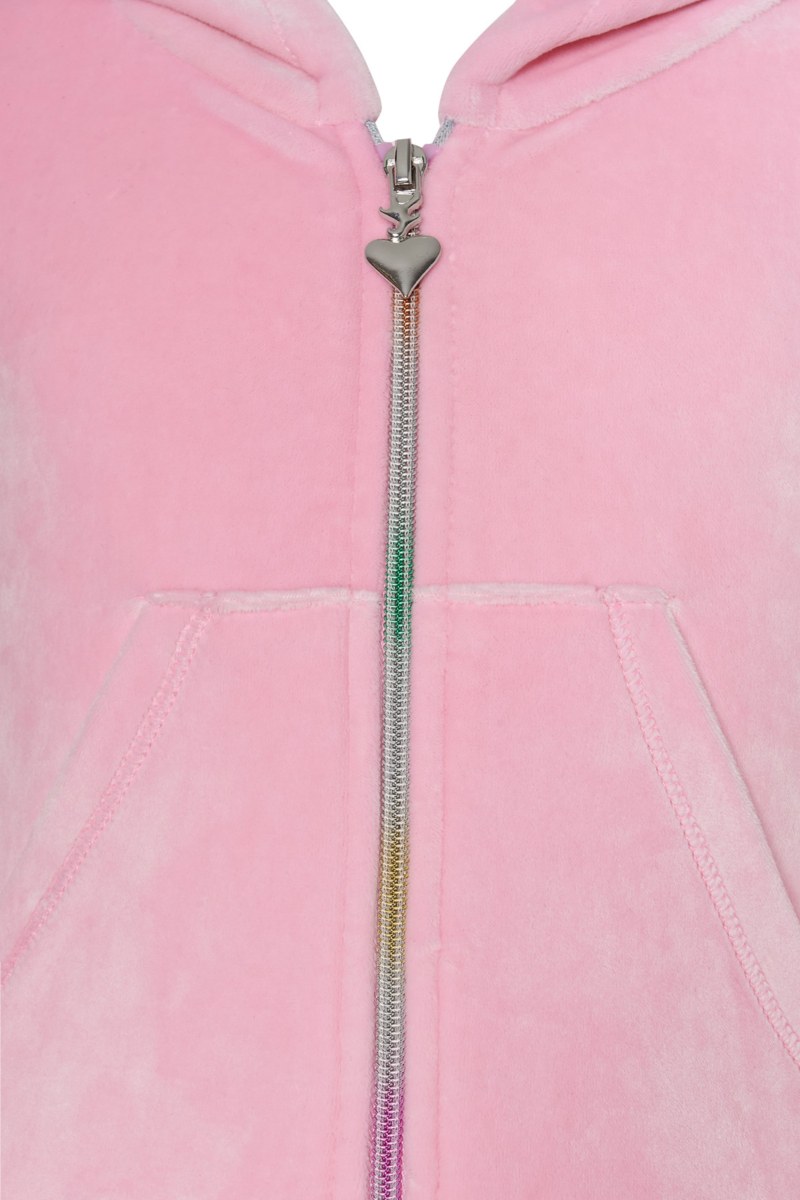 EMBOSSED PRINTED SUPER SOFT VELOUR TRACK SET FOR GIRLS WITH RAINBOW ZIPPER-25638024-710