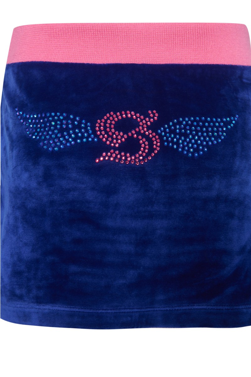 TWO-TONE STYLED SUPER SOFT VELOUR JACKET/SKIRT SET FOR GIRLS WITH STRASS EMBELLISHMENT-25638025-435