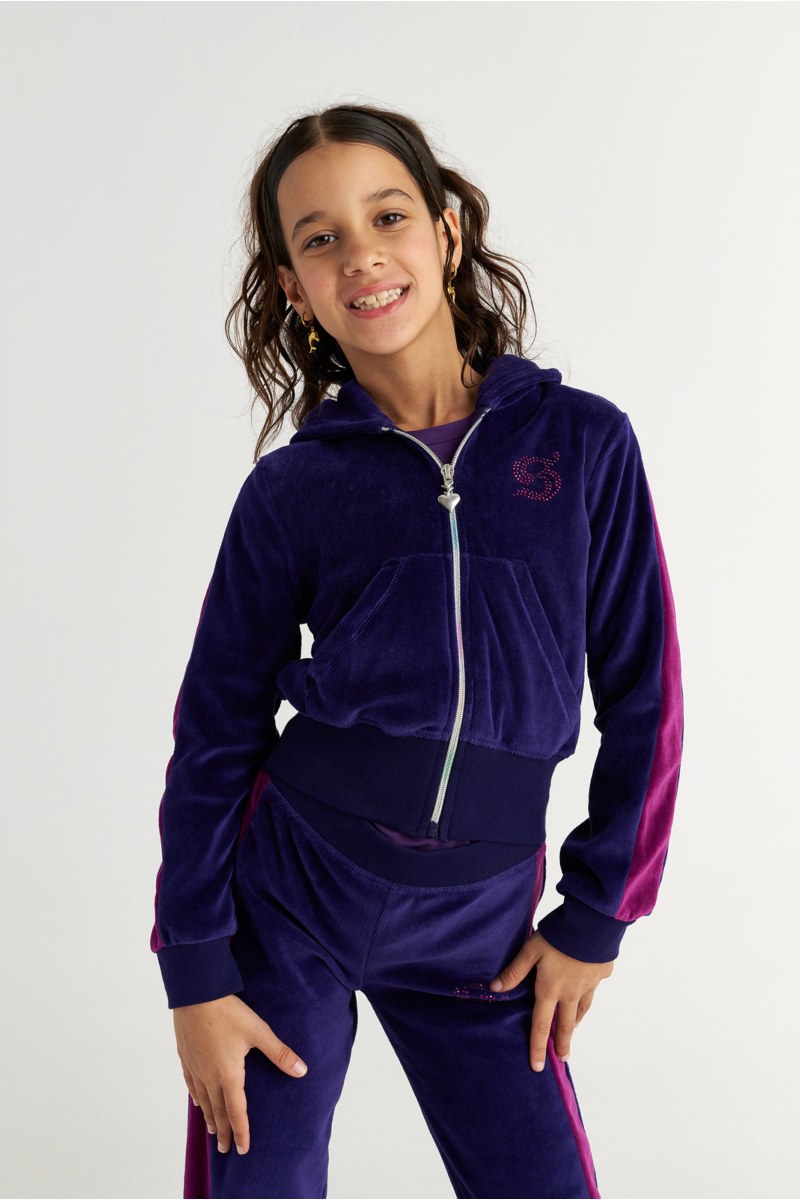 EMBELLISHED VELOUR TRACK SET FOR GIRLS WITH RAINBOW ZIPPER-25638034-816
