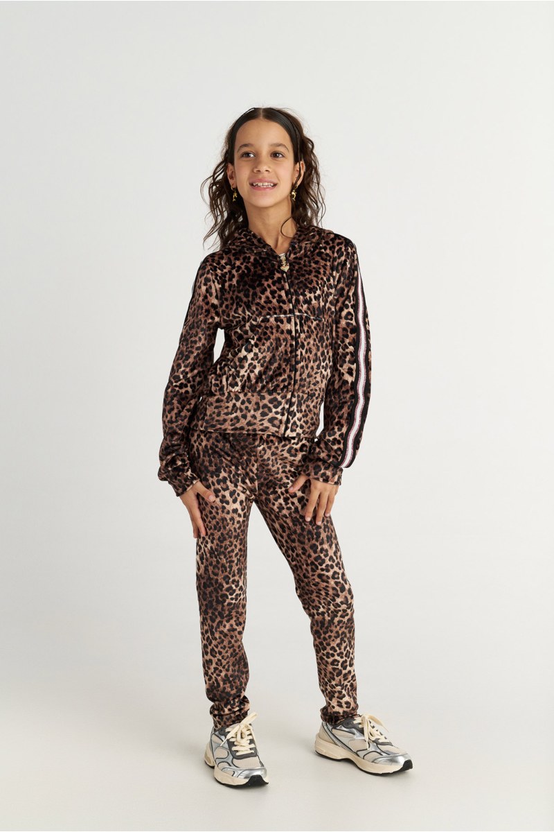 LEOPARD PRINTED SUPER SOFT VELOUR SET FOR GIRLS-25638041-302
