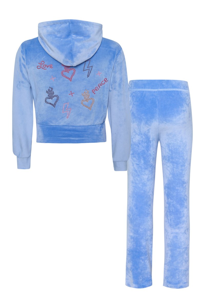STRASS EMBELLISHED SUPER SOFT VELOUR TRACK SET FOR GIRLS WITH RAINBOW ZIPPER-25638047-423