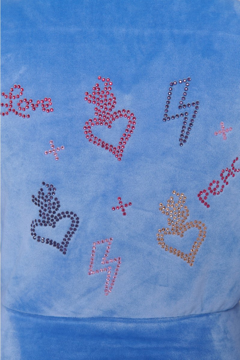 STRASS EMBELLISHED SUPER SOFT VELOUR TRACK SET FOR GIRLS WITH RAINBOW ZIPPER-25638047-423