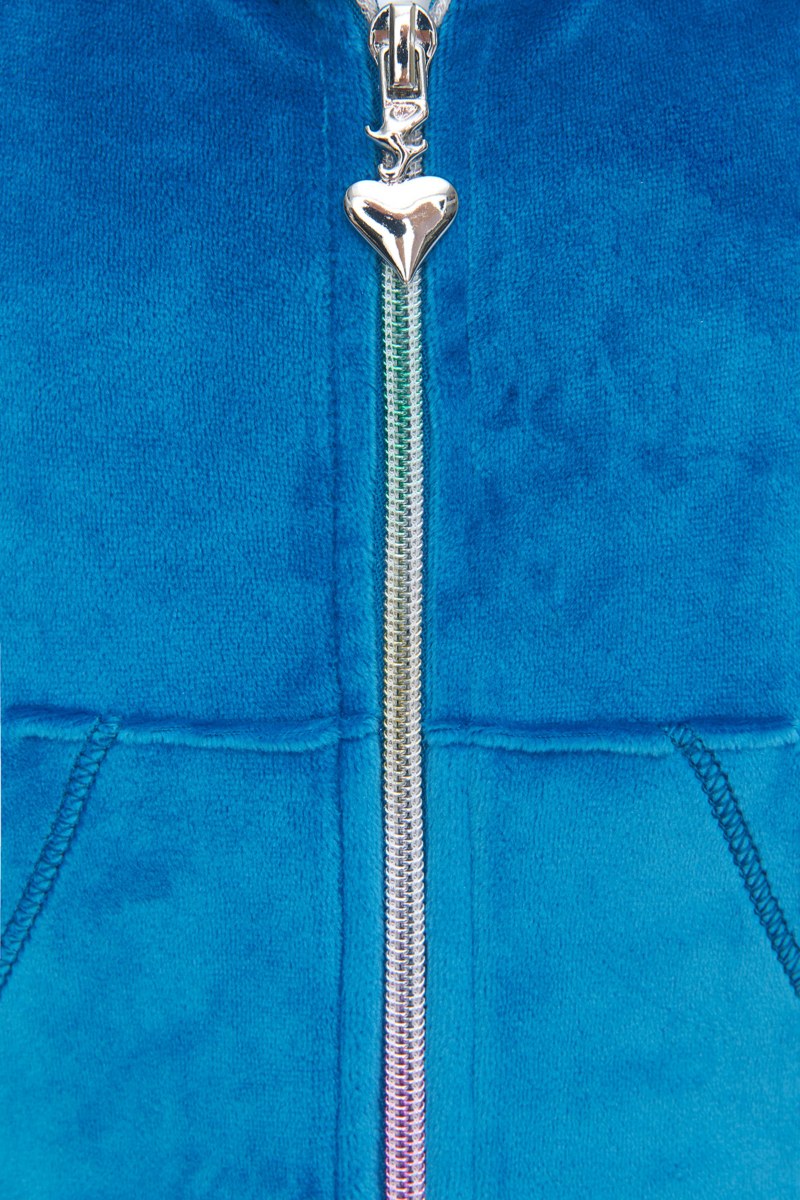 STRASS EMBELLISHED SUPER SOFT VELOUR TRACK SET FOR GIRLS WITH RAINBOW ZIPPER-25638048-414