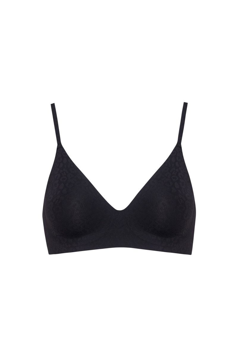 LEOPARD PRINTED SEAMLESS PADDED TRIANGLE BRA-25711020-110