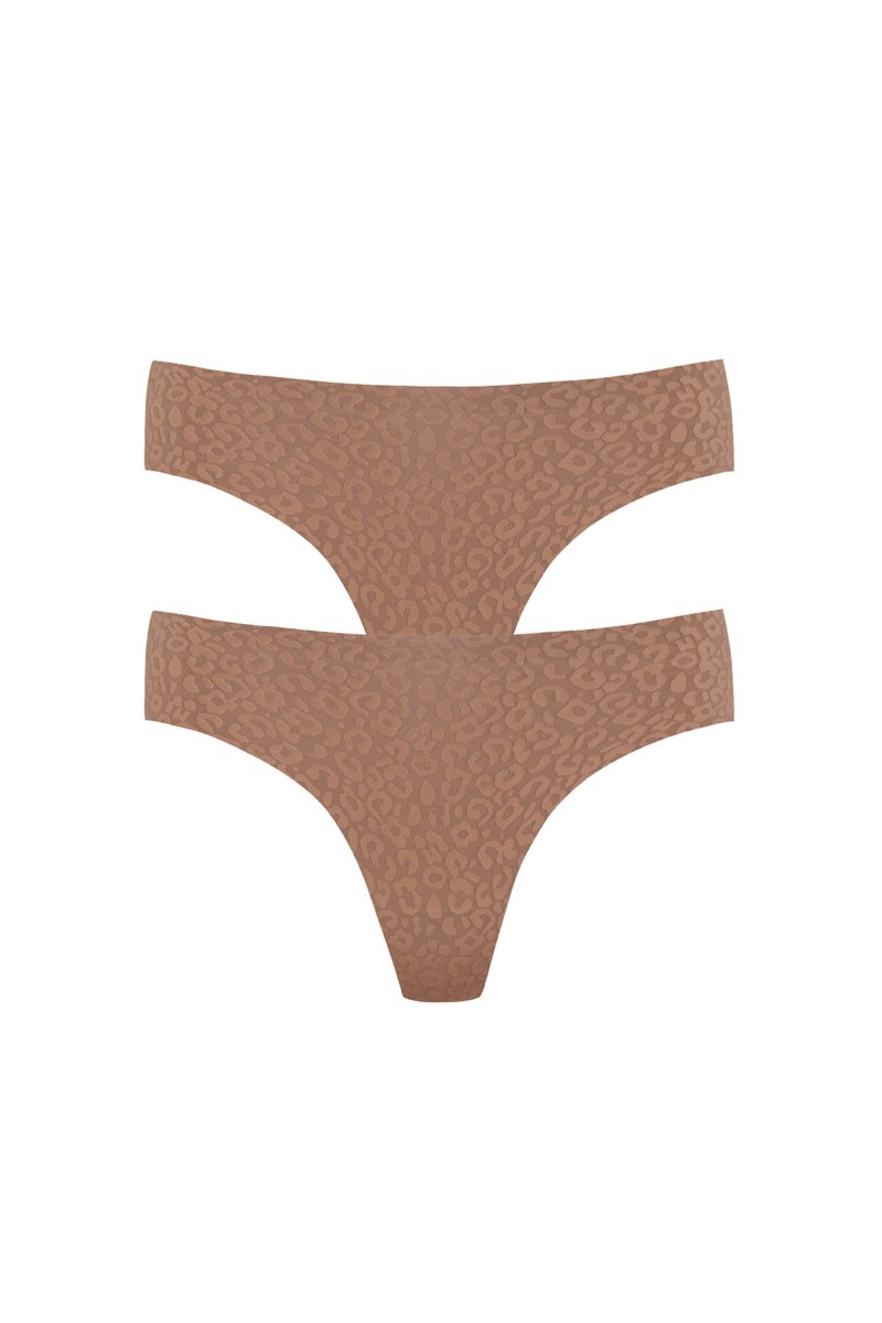 TWO PACK LEOPARD PRINTED SEAMLESS HIPSTER BRAZILIAN BRIEF-25712020-301