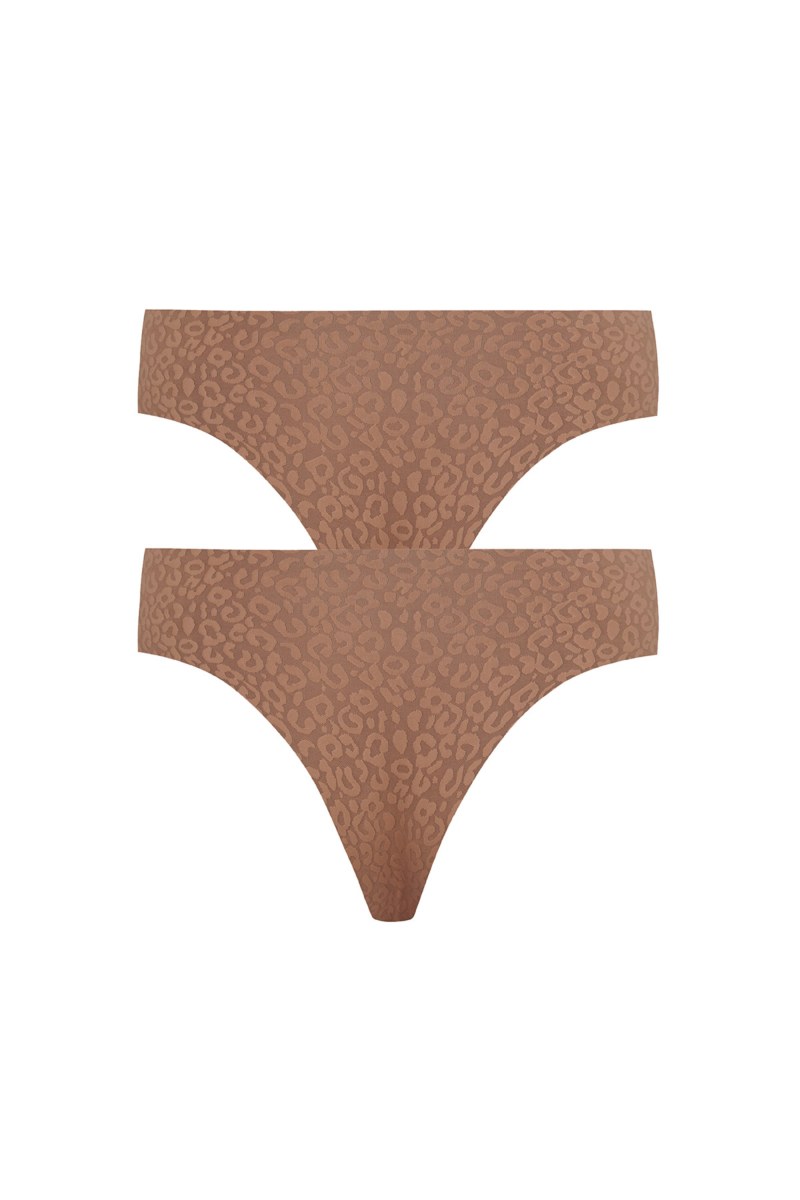 TWO PACK LEOPARD PRINTED SEAMLESS HIPSTER BRAZILIAN BRIEF-25712020-301