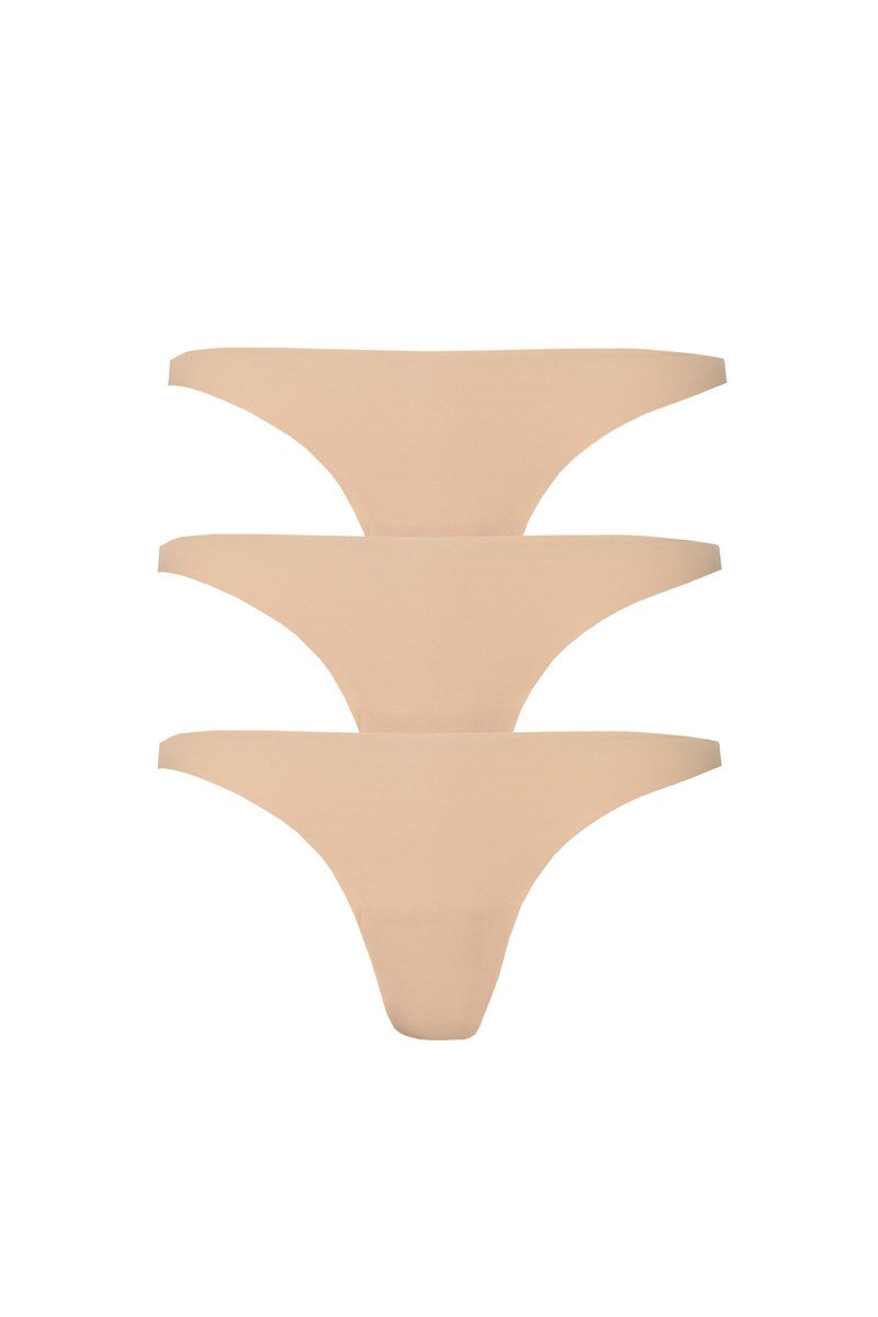 THREE PACK SEAMLESS THONG WITH METAL HEART-25732003-304