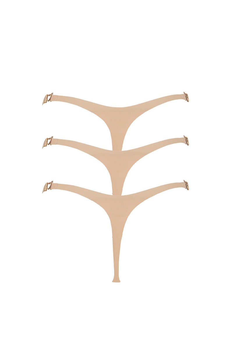 THREE PACK SEAMLESS THONG WITH METAL HEART-25732003-304