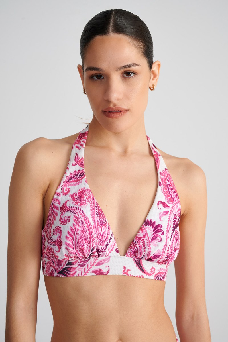 FLORAL PRINTED TRIANGLE BIKINI TOP IN CUP D-25801041D-715