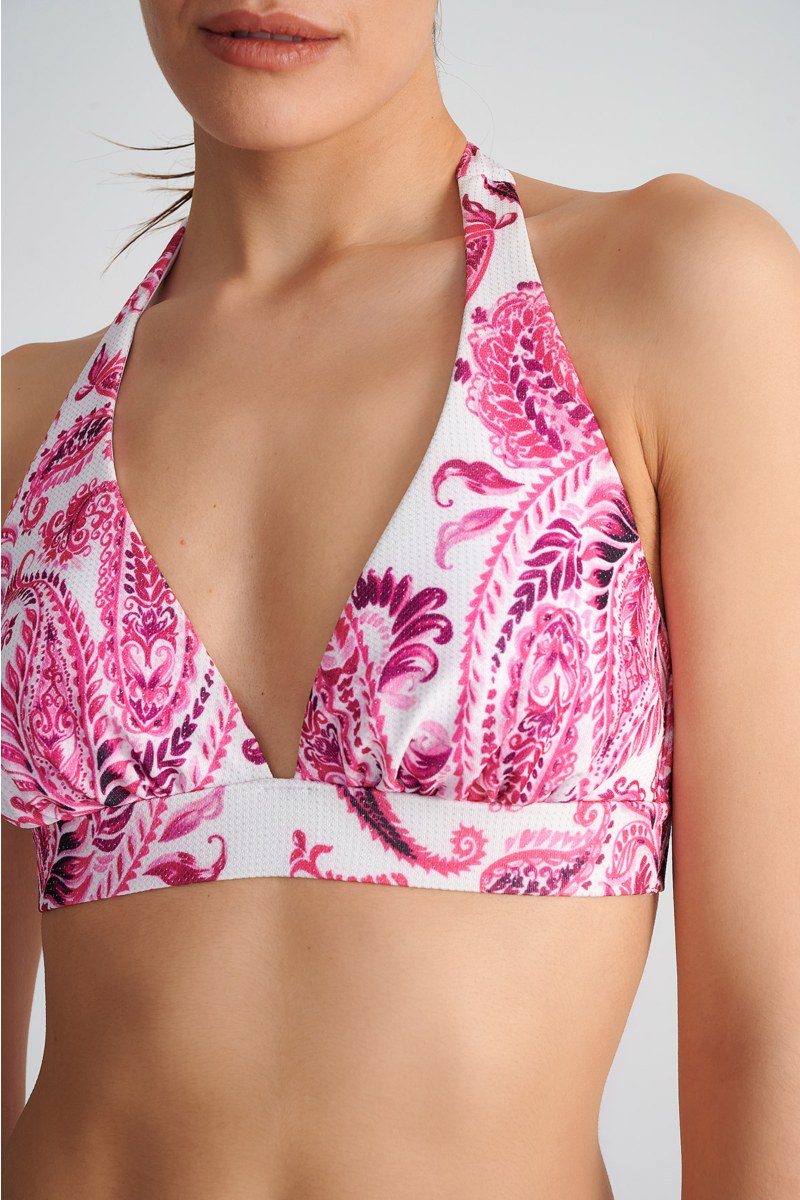 FLORAL PRINTED TRIANGLE BIKINI TOP IN CUP D-25801041D-715