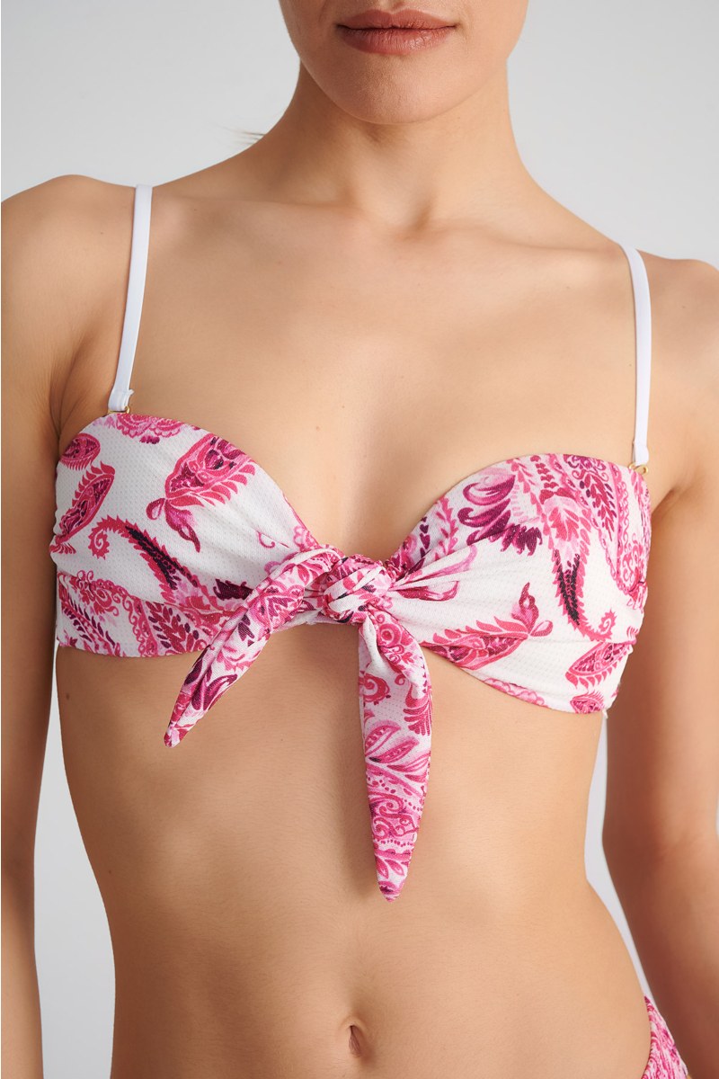 FLORAL PRINTED STRAPLESS PUSH-UP SWIMWEAR BIKINI TOP-25801042-715