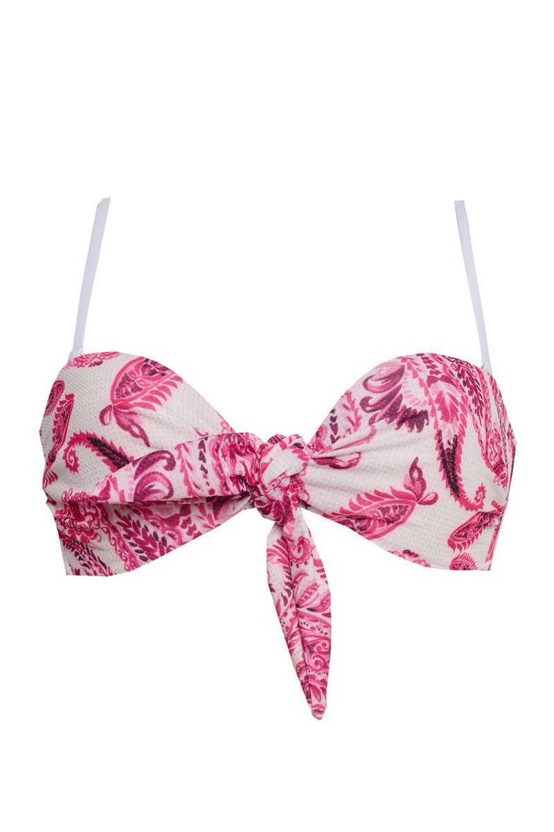 FLORAL PRINTED STRAPLESS PUSH-UP SWIMWEAR BIKINI TOP-25801042-715