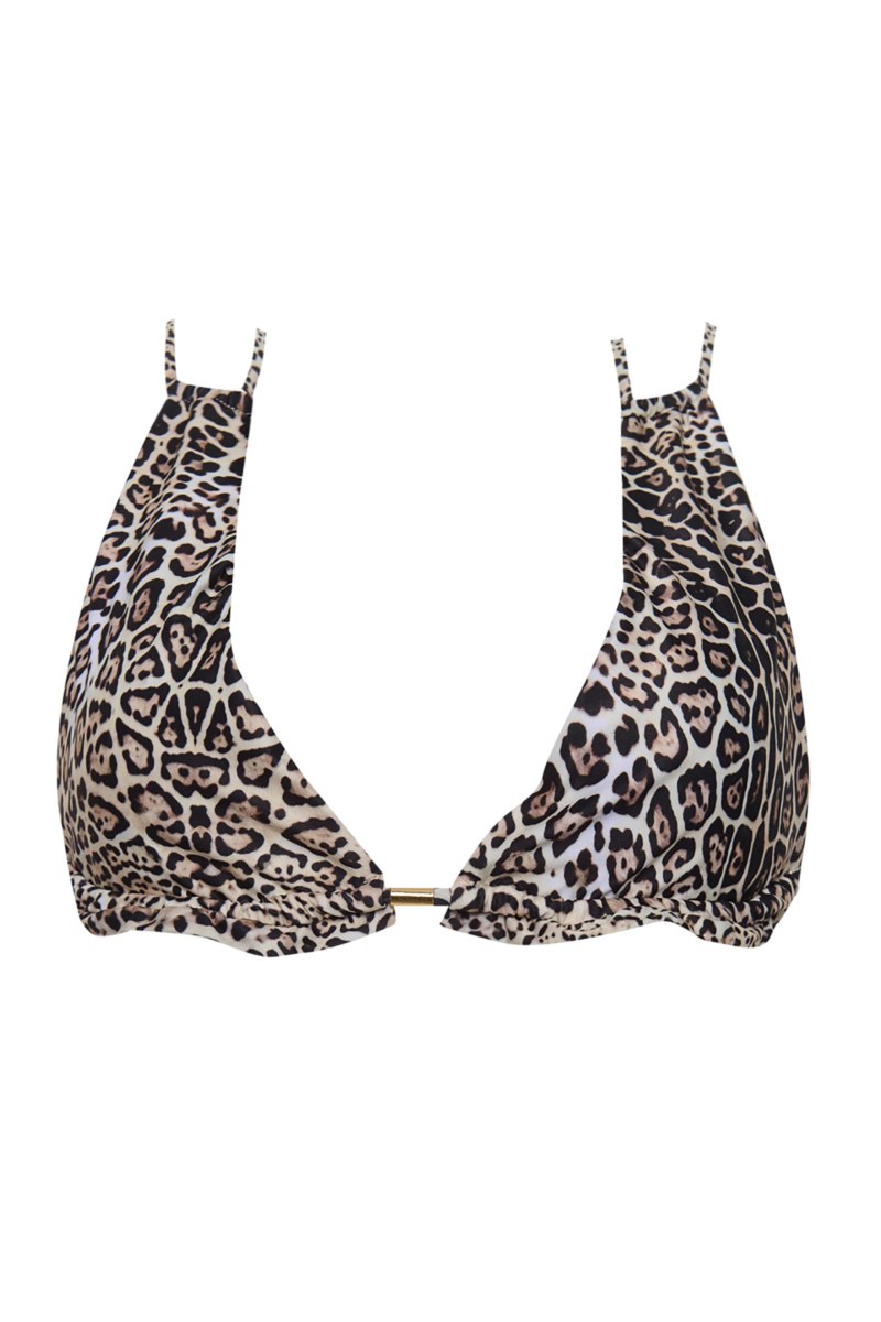 ANIMAL PRINTED HALTERNECK SWIMWEAR BIKINI TOP-25801155-301
