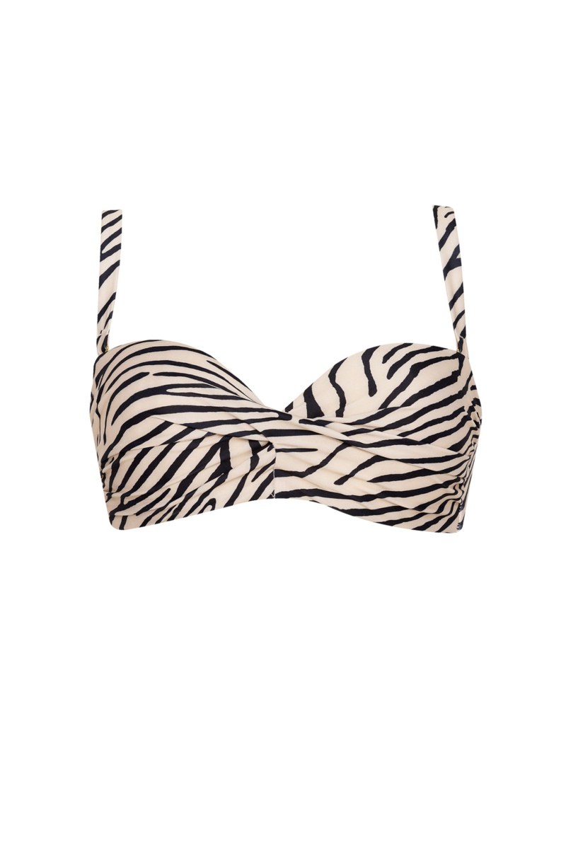 ZEBRA PRINTED TWIST BANDEAU SWIMWEAR BIKINI TOP IN CUP D-25801166D-103