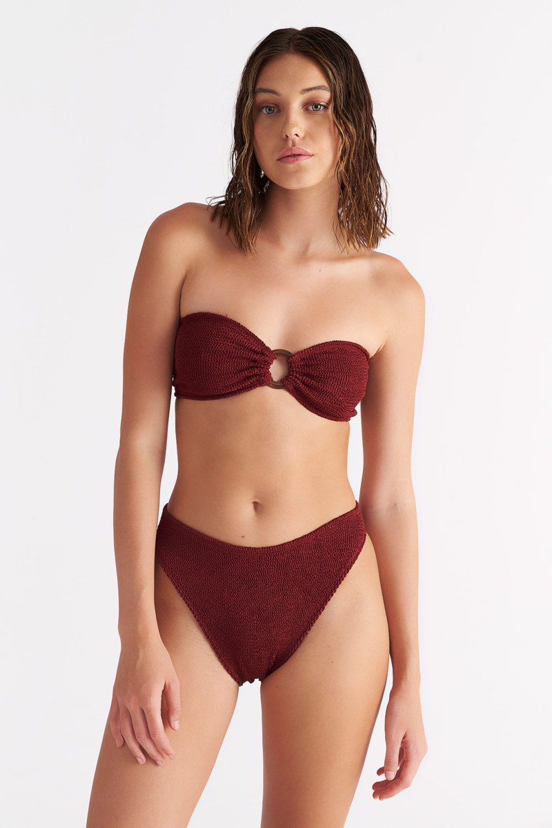 CRINKLED STRAPLESS SWIMWEAR BIKINI TOP-25801731-869