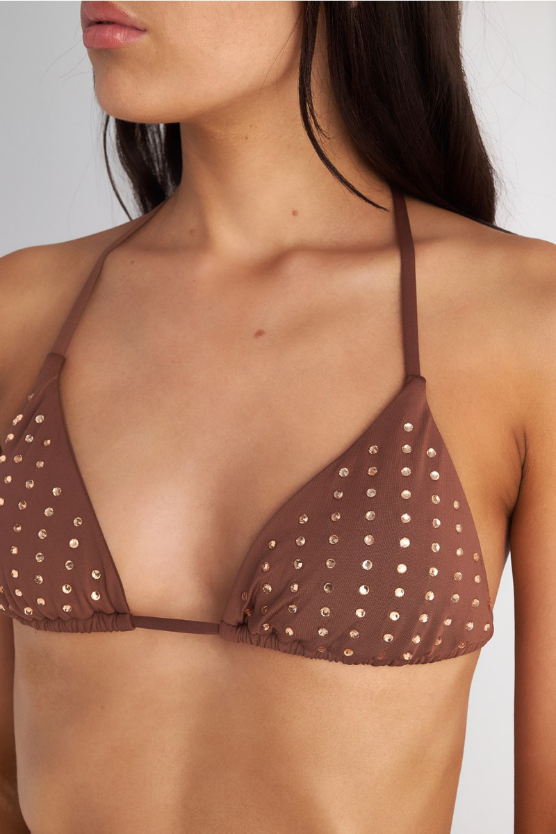 STRASS EMBELLISHED SWIMWEAR TRIANGLE BIKINI TOP-25801760-331