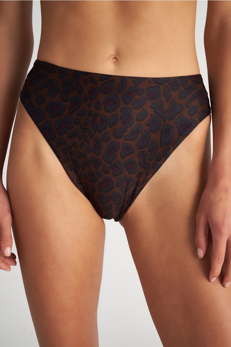 LEOPARD PRINTED HIGH WAISTED SWIMWEAR BIKINI BOTTOM-25802146-332