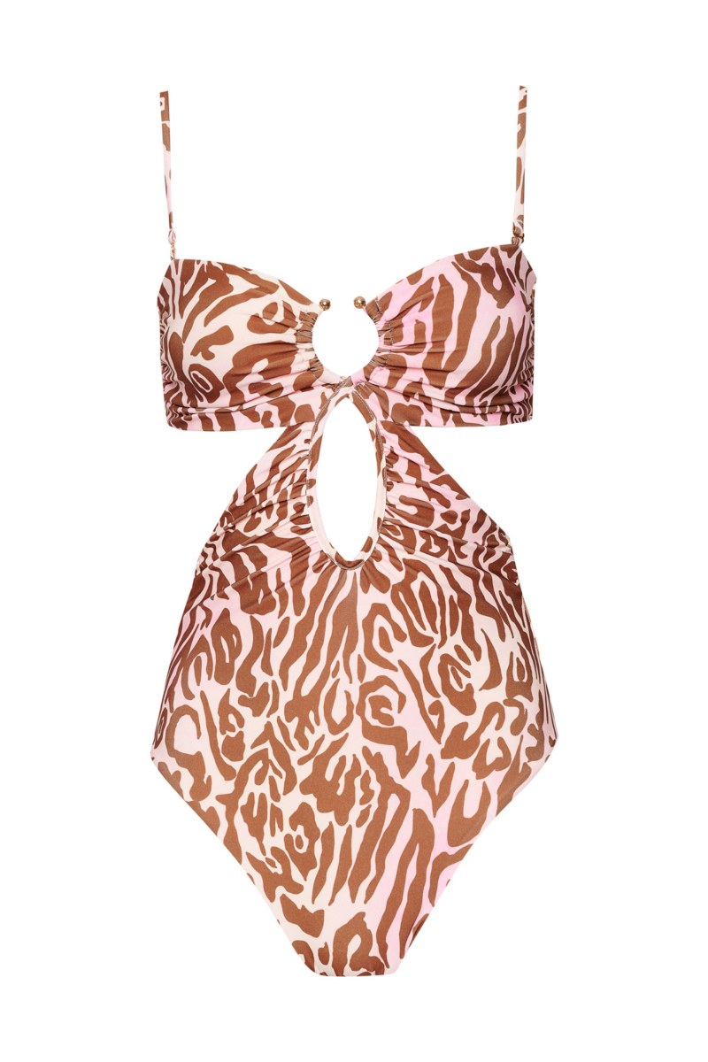 ANIMAL PRINTED ONEPIECE STRAPLESS SWIMSUIT-25804740-302