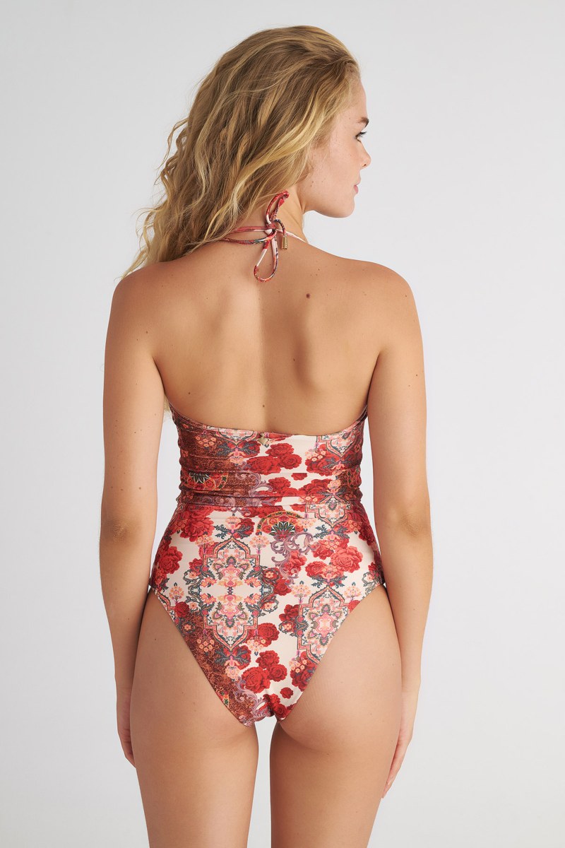 FLORAL PRINTED ONEPIECE STRAPLESS SWIMSUIT-25804754-720