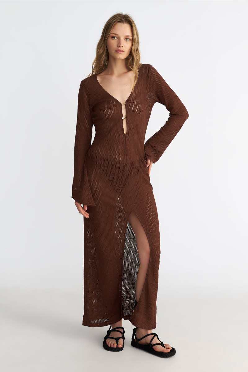 SEMI-SHEER KNITTED MAXI DRESS WITH SLIT-25805610-331
