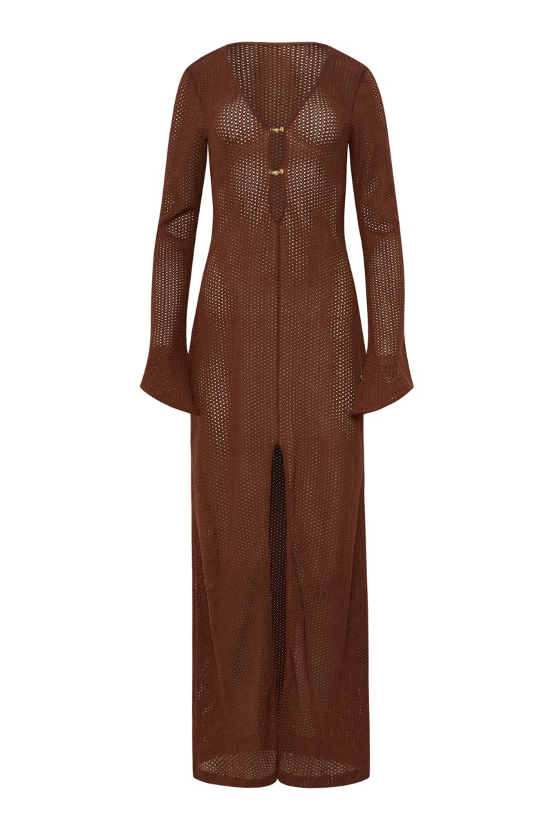 SEMI-SHEER KNITTED MAXI DRESS WITH SLIT-25805610-331