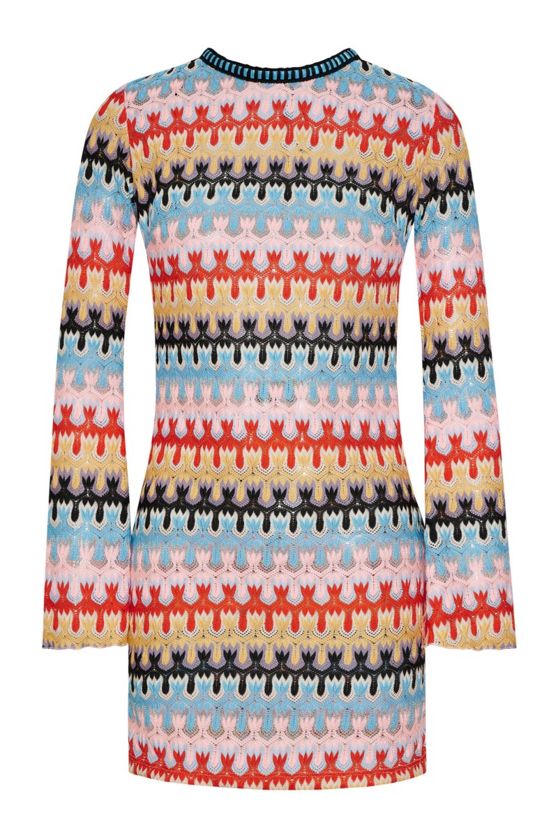 LONG SLEEVED SEMI-SHEER CROCHET MINI DRESS/KAFTAN-25805640-411