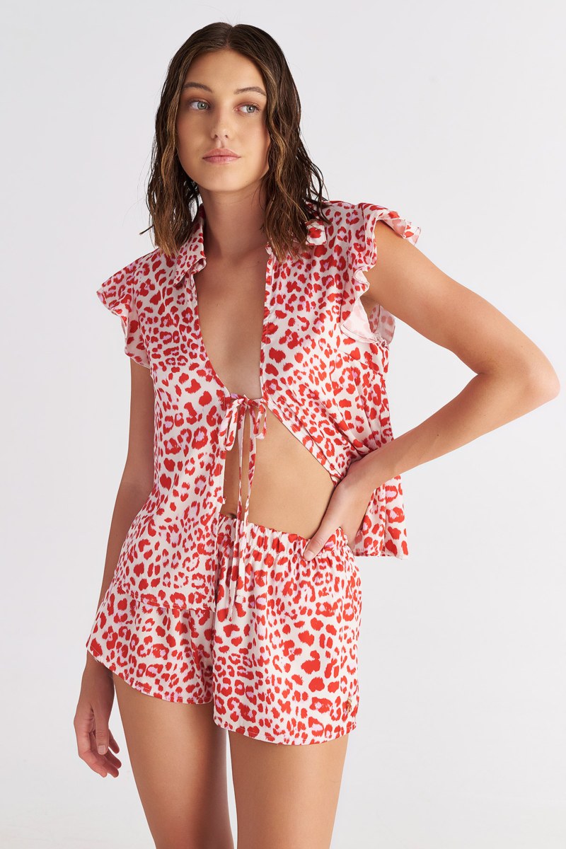 LEOPARD PRINTED SATIN SHORTS-25808718-631