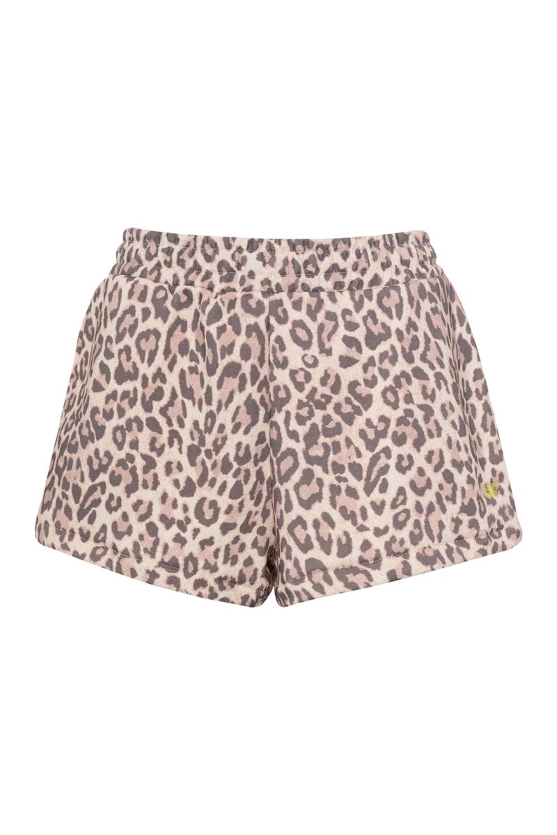 LEOPARD PRINTED COTTON SHORTS IN LOOSE FIT-25810207-302