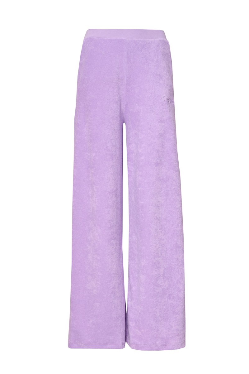 HIGH WAISTED FLARED TERRY PANTS WITH EMBROIDERED DETAIL-25811155-820