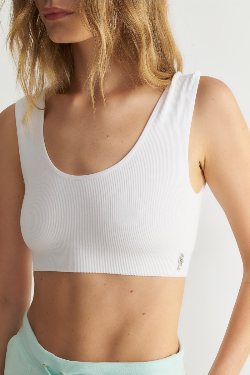 MONOCHROME SEAMLESS RIBBED CROPPED TOP-25812010-100