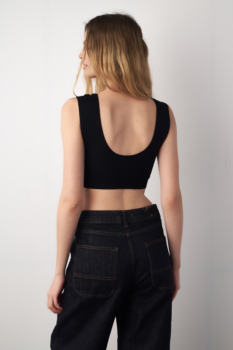 MONOCHROME SEAMLESS RIBBED CROPPED TOP-25812010-110