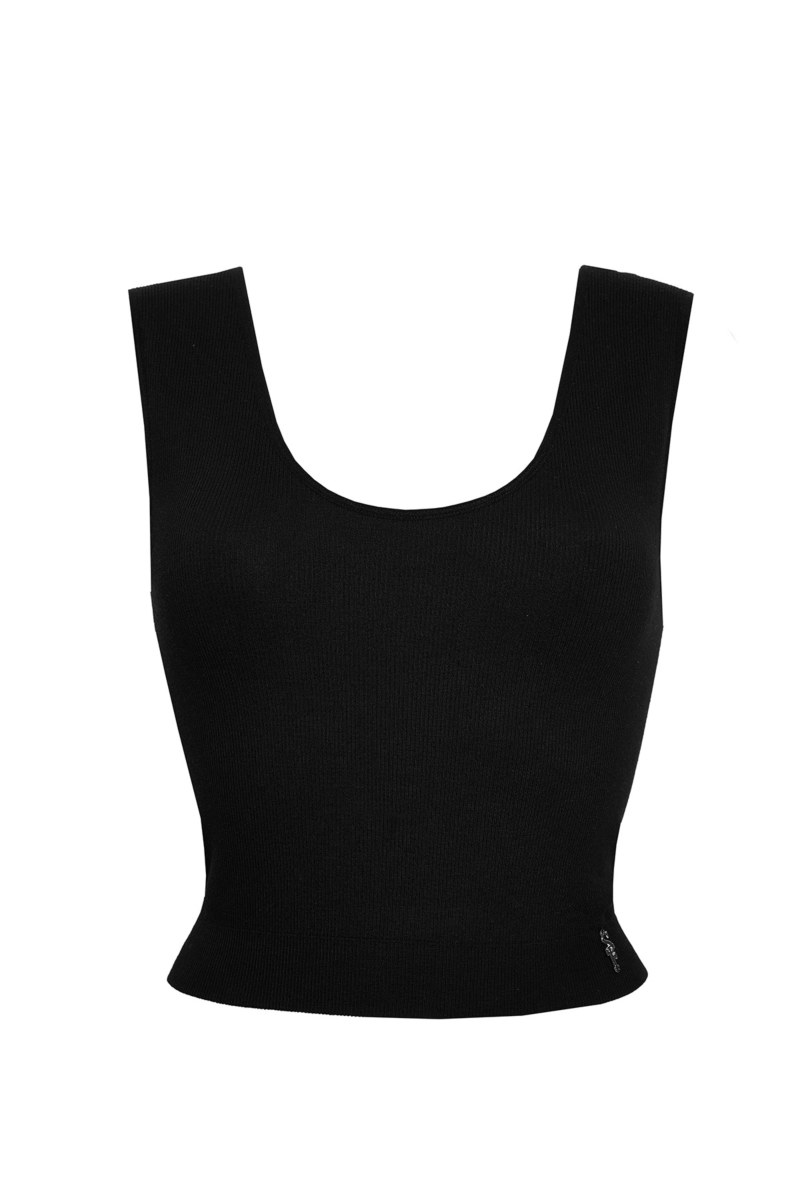 MONOCHROME RIBBED SEAMLESS CROPPED TOP-25812011-110