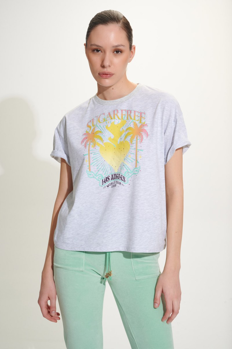 PRINTED ORGANIC COTTON T-SHIRT WITH STRASS EMBELLISHMENT-25812041-210