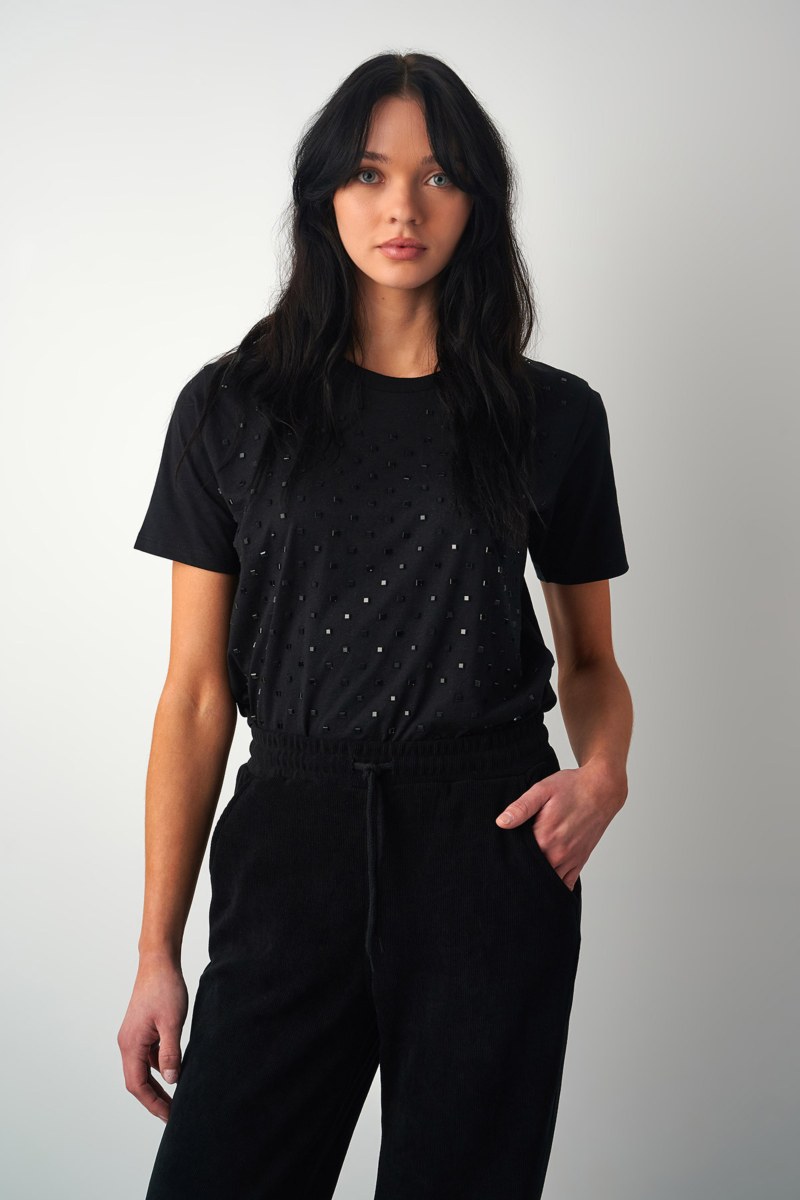 ORGANIC COTTON T-SHIRT WITH SPARKLING STRASS-25812048-110