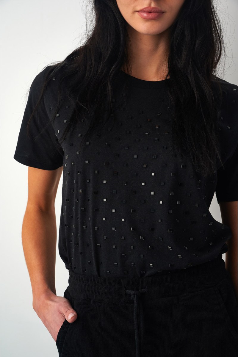 ORGANIC COTTON T-SHIRT WITH SPARKLING STRASS-25812048-110