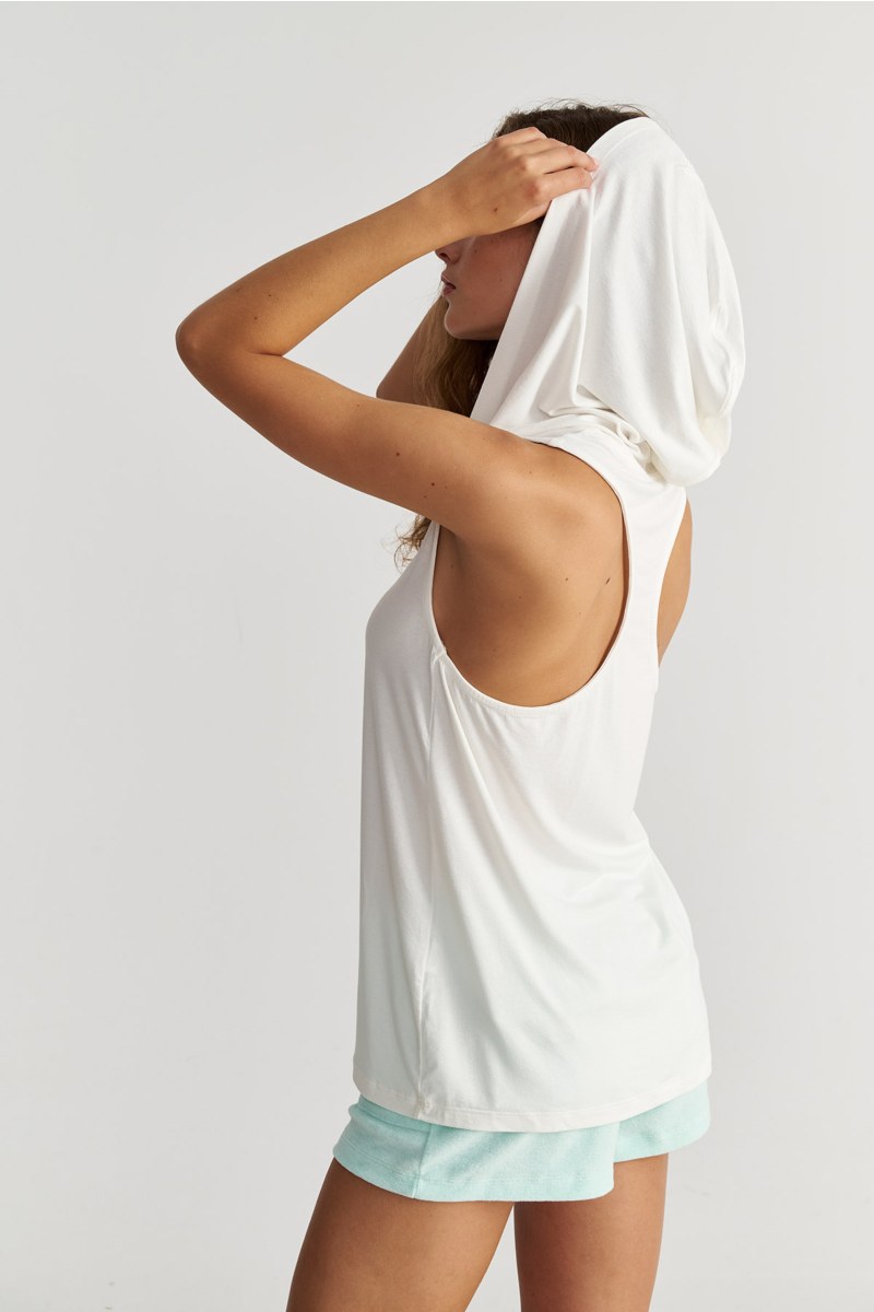 SLEEVELESS HOODED TOP IN LOOSE FIT-25812082-102
